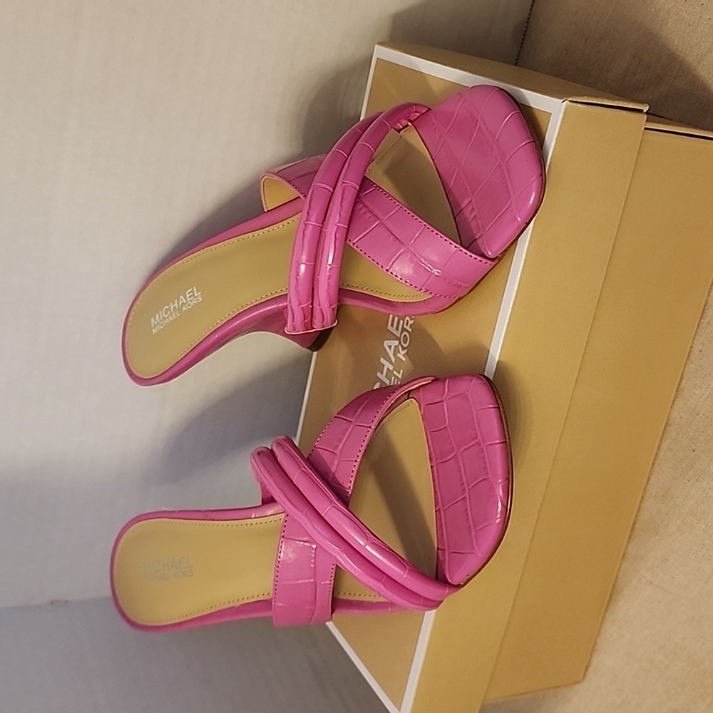MICHAEL KORS Nadina Mule Wedge Cerise 7.5 M size - Picture 1 of 7